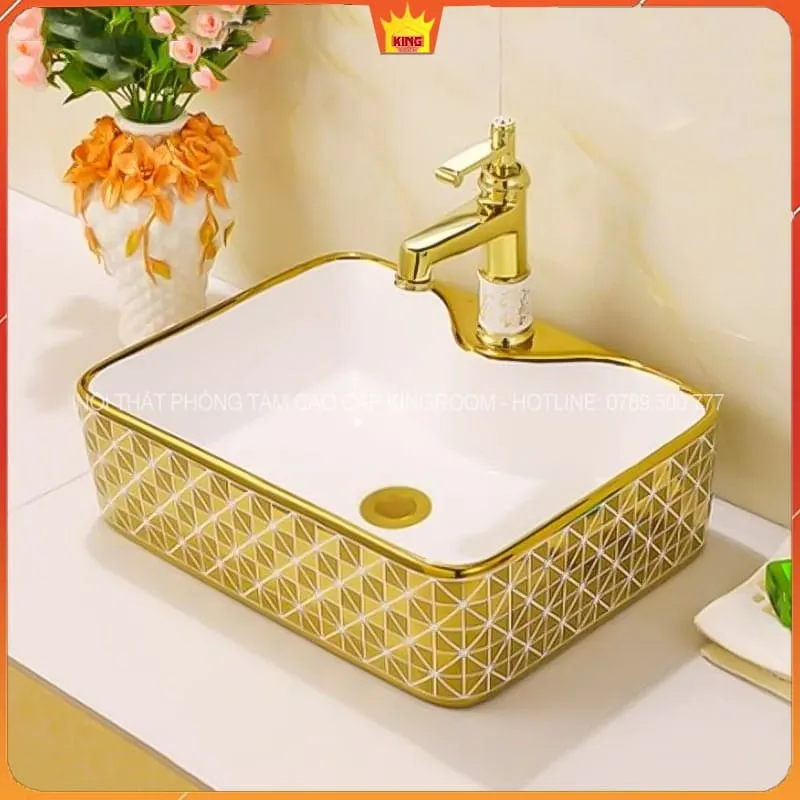 Lavabo đặt bàn mạ vàng Aqua NB10