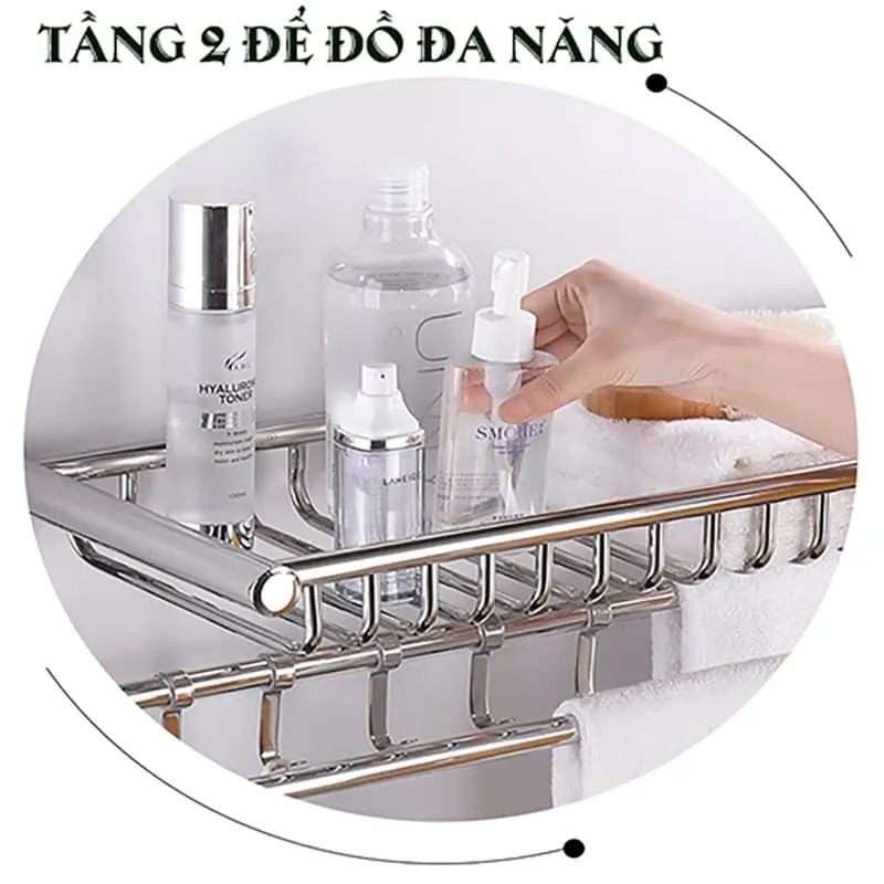 Tầng trên có thể dùng làm khay để đồ vệ sinh cá nhân