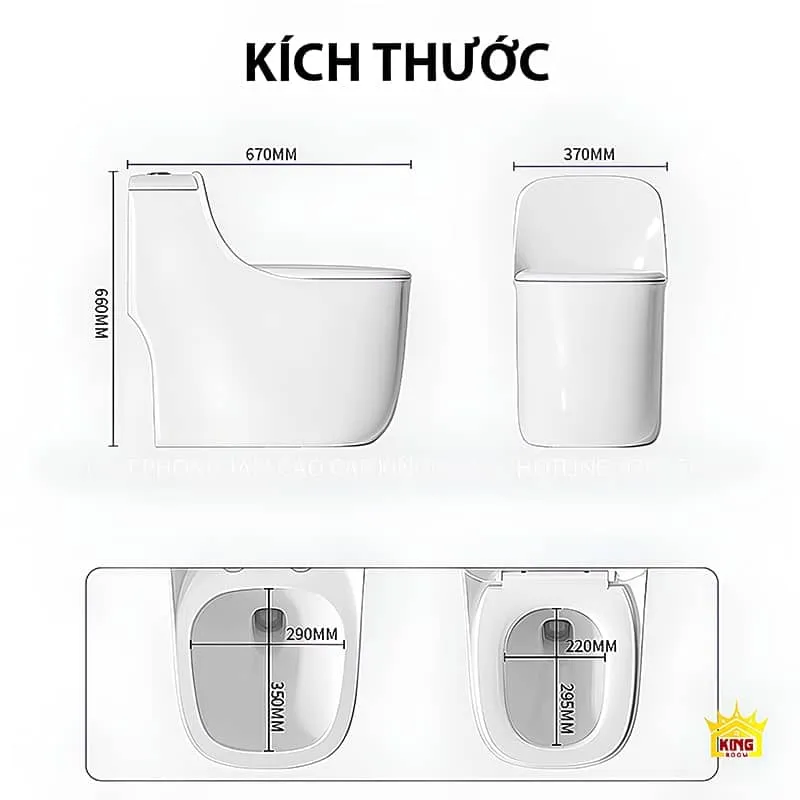 Kích thước chi tiết Bồn Cầu 1 Khối Aqua S16