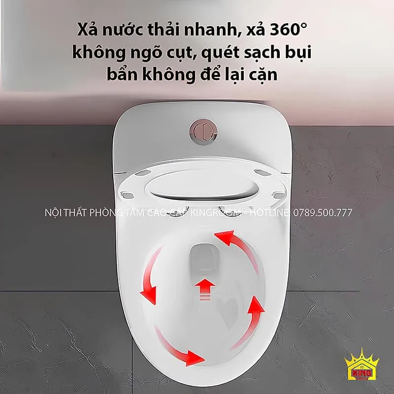 Hệ thống xả nước 360° không ngõ cụt, giúp quét sạch bụi bẩn.