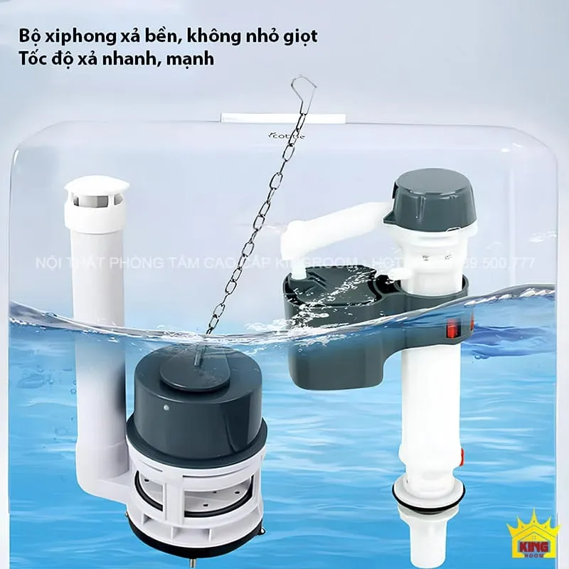 Bộ xi phông xả nước của Bồn Cầu 1 Khối Aqua C70 với tốc độ xả nhanh và không nhò giọt.