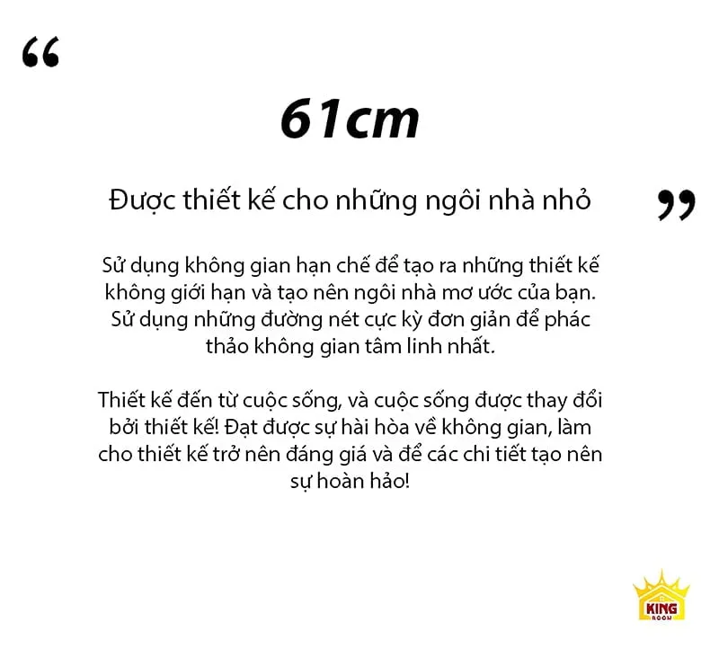 Mô tả chiều dài 61cm cho bồn cầu phù hợp với không gian nhỏ.