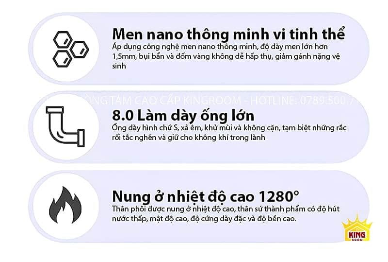 Công nghệ men nano với độ dày ống lớn, nung ở nhiệt độ cao.