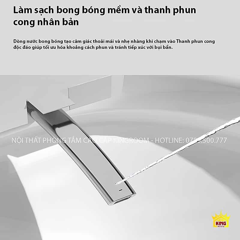 Thanh phun cong của bồn cầu thông minh CS7 với dòng nước bong bóng.