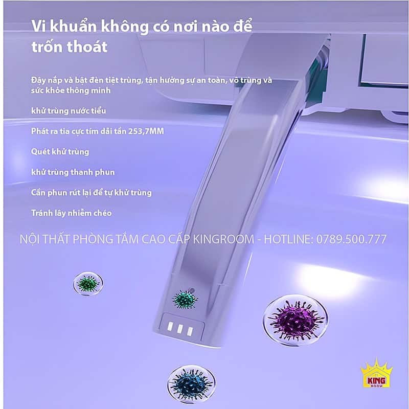 Đèn UV và thanh phun khử trùng của bồn cầu thông minh CS7.