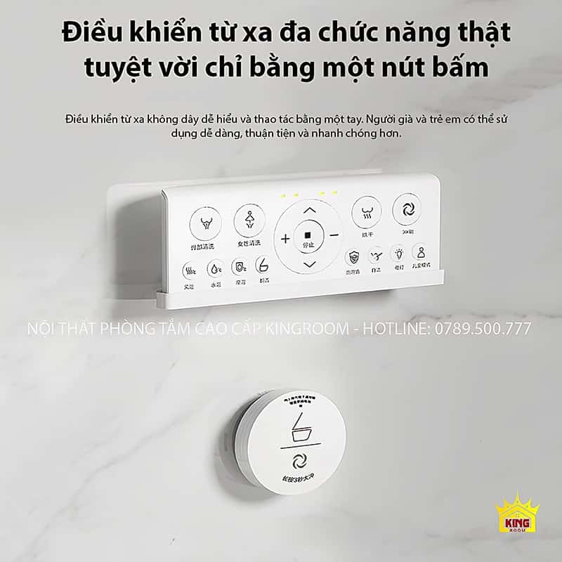 Điều khiển từ xa của bồn cầu thông minh CS7 với nhiều chức năng.