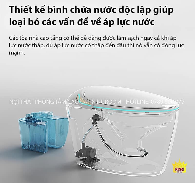  Bồn cầu thông minh CS7 với thiết kế bể chứa nước độc lập.