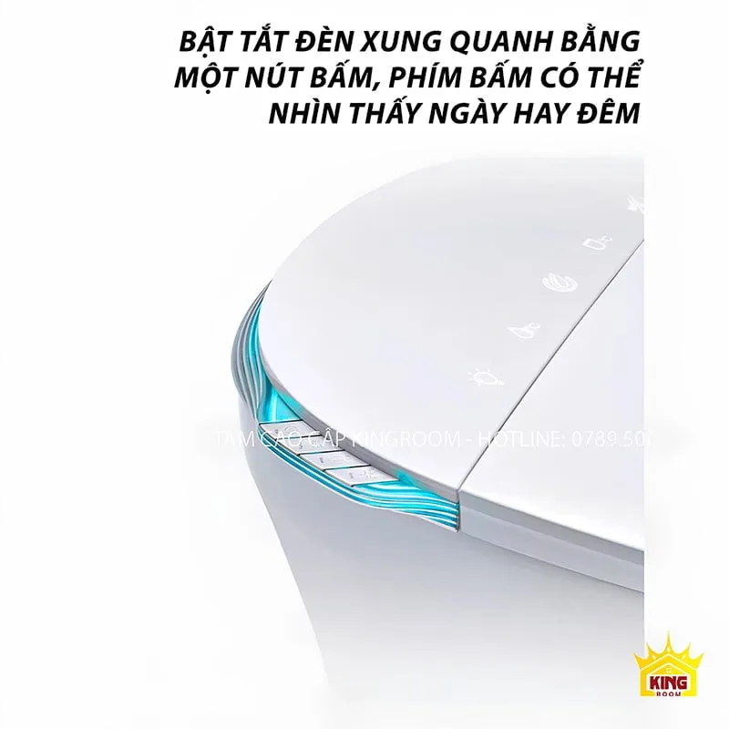 Bồn cầu thông minh với đèn LED, điều khiển dễ dàng.