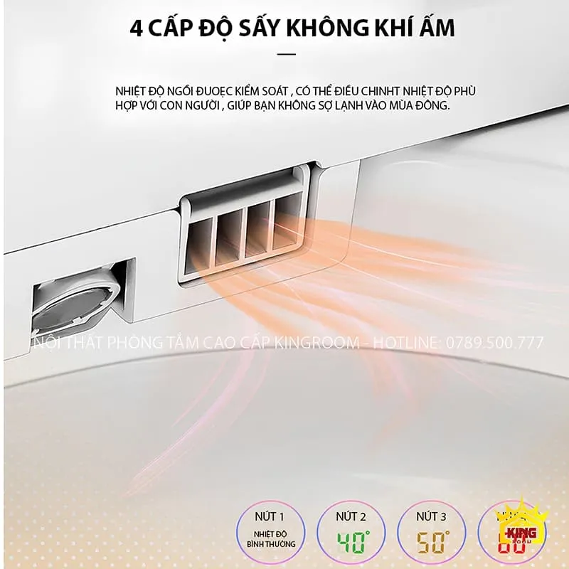 Cổng sấy không khí ấm với 4 cấp độ nhiệt độ của bồn cầu thông minh JF9.