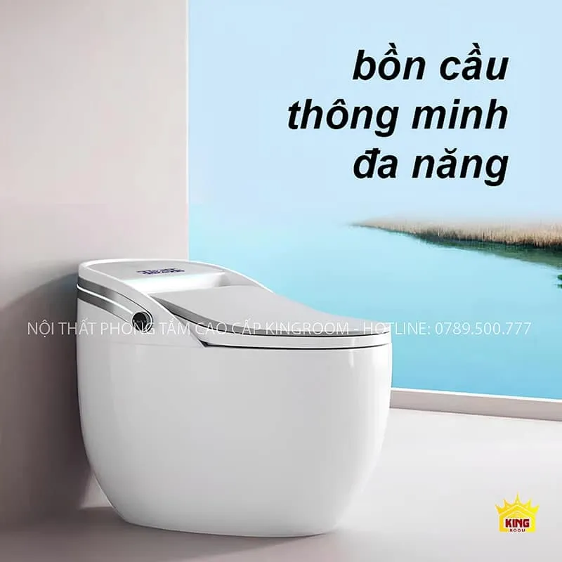 Bồn cầu thông minh KS5 màu trắng với thiết kế hiện đại, tích hợp công nghệ tiên tiến.