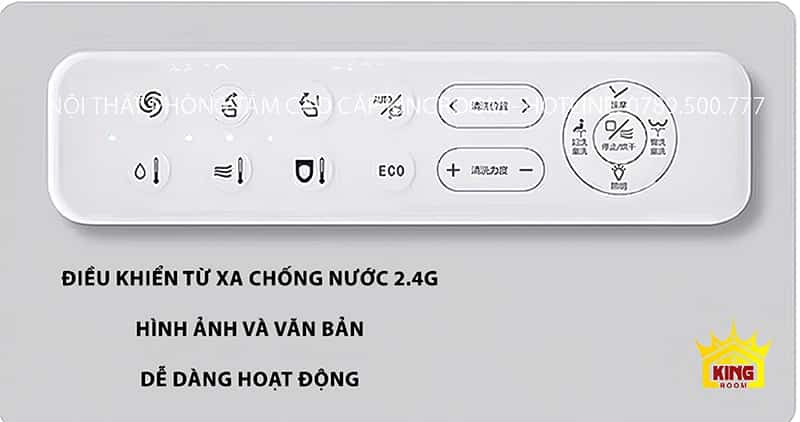 Điều khiển từ xa chống nước 2.4G của bồn cầu thông minh MS9-Kingroom, với các nút chức năng dễ dàng sử dụng