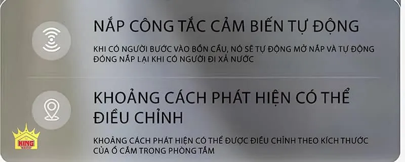 Nắp công tắc cảm biến tự động và khoảng cách phát hiện có thể điều chỉnh của bồn cầu thông minh MS9