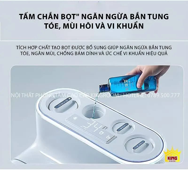 Tấm chắn bọt của bồn cầu thông minh MS9-Kingroom, giúp ngăn ngừa bọt, mùi hôi và vi khuẩn.