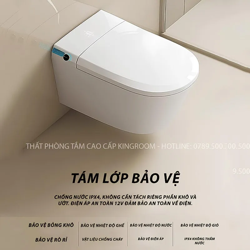 Tám lớp bảo vệ chống nước IPX4 của bồn cầu thông minh SV5