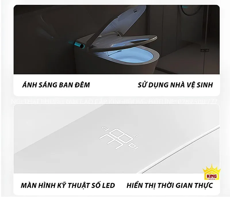 Ánh sáng ban đêm và màn hình kỹ thuật số LED của bồn cầu thông minh SV5