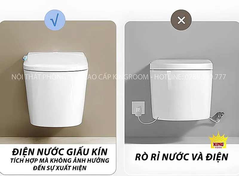 Bồn cầu SV5 với hệ thống điện nước giấu kín không ảnh hưởng đến thẩm mỹ