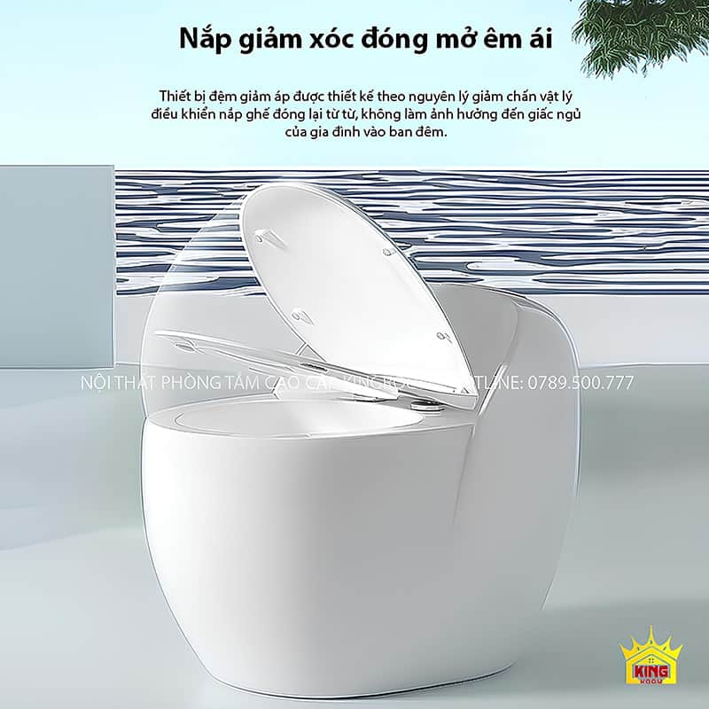 Nắp giảm xóc đóng mở êm ái giúp giảm tiếng ồn.