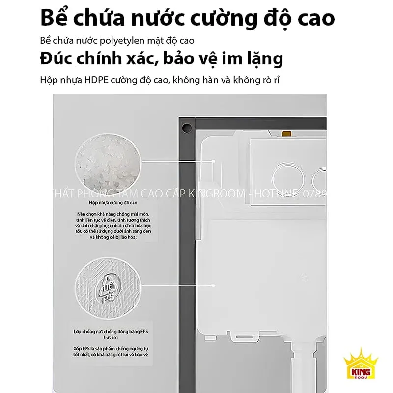 Bể chứa nước cường độ cao của Bồn Cầu Trứng Treo Tường Aqua AT9, bảo vệ im lặng.