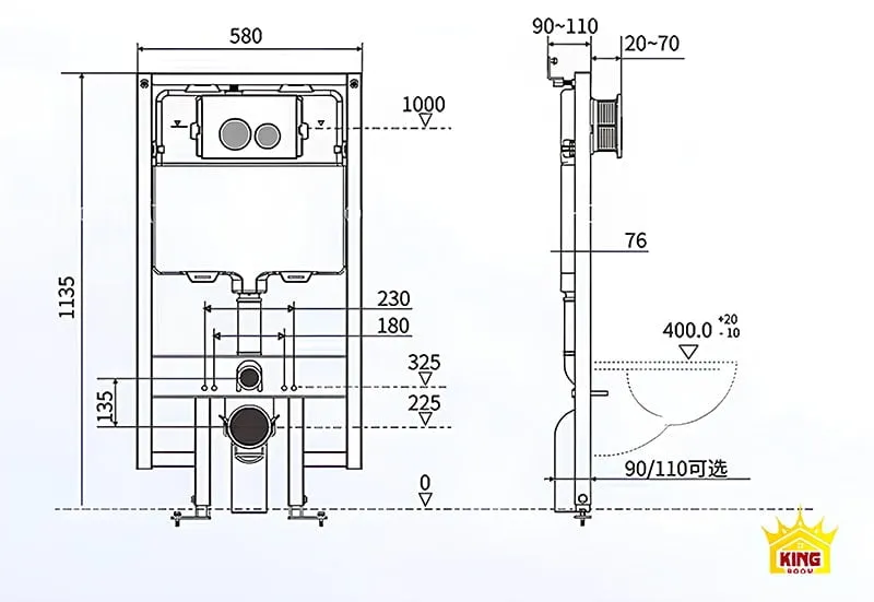 Kích thước và sơ đồ lắp đặt Bồn Cầu Trứng Treo Tường Aqua AT9