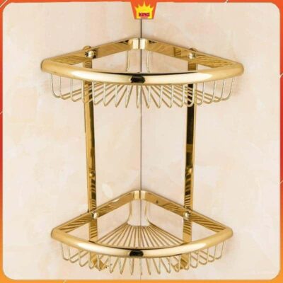 Kệ góc nhà tắm bằng đồng mạ vàng SG9