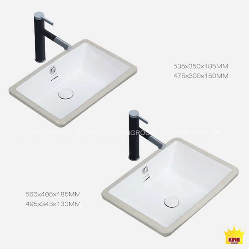 Hai mẫu Lavabo Âm Bàn Aqua SR20 với kích thước khác nhau, phù hợp với nhiều không gian phòng tắm.