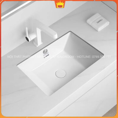 Lavabo Âm Bàn Aqua SR20 với thiết kế sang trọng, hiện đại, màu trắng tinh khiết.