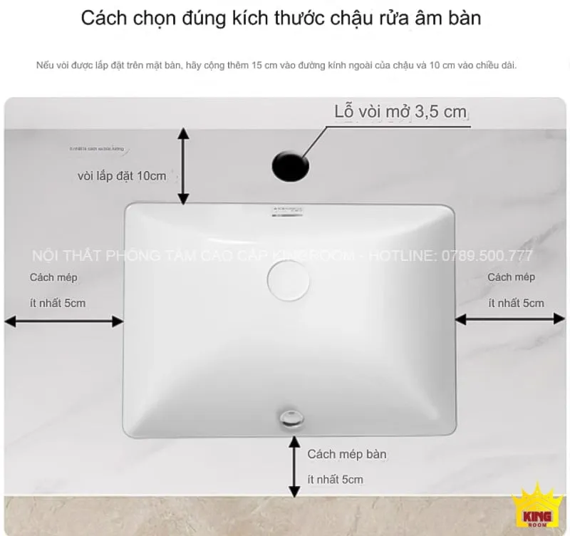 Kích thước lắp đặt Lavabo Âm Bàn Aqua SR30