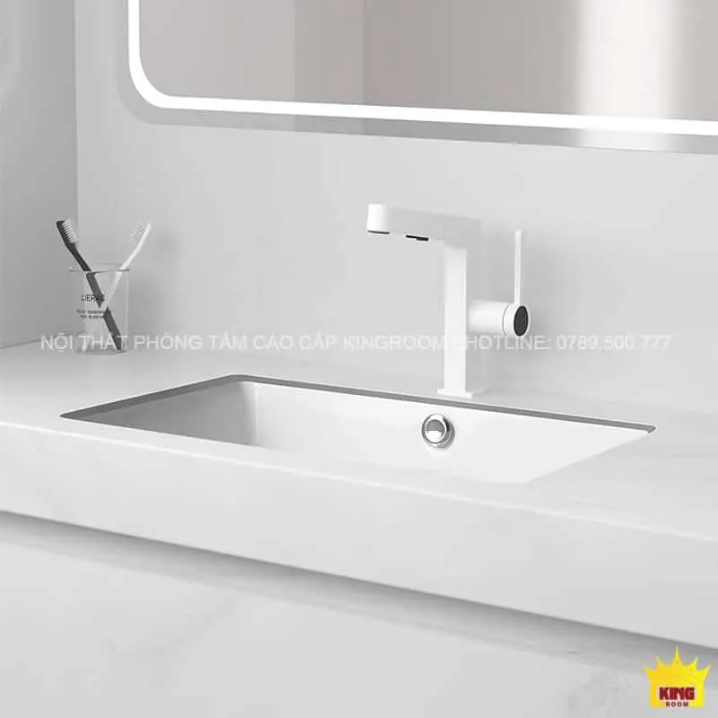 Lavabo Âm Bàn Aqua SR30 với vòi nước hiện đại