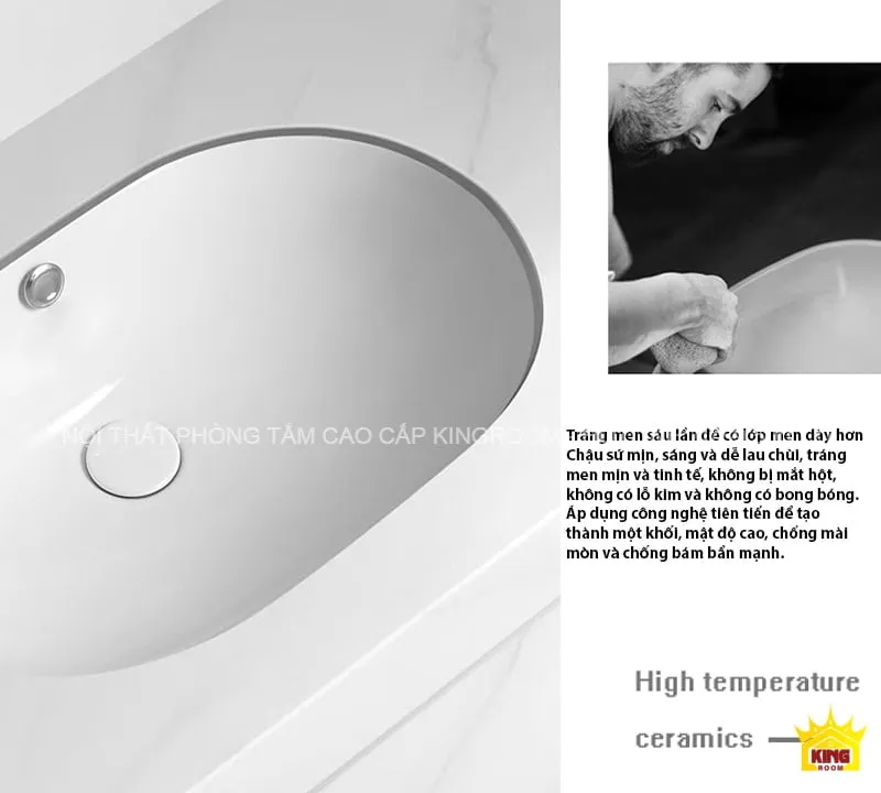 Lavabo Âm Bàn Aqua VS60 với thiết kế hoàn hảo, đi kèm với vòi nước màu bạc.