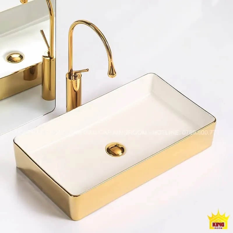 Lavabo Đặt Bàn Chữ Nhật Aqua V90 - Thiết Kế Sang Trọng