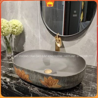 Lavabo đặt bàn cổ điển Aqua CF10 với chất liệu sứ cao cấp.-kingroom