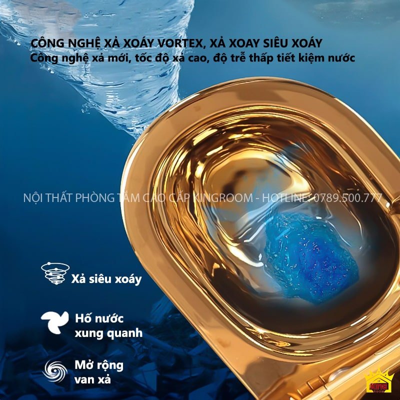 Bồn cầu dát vàng Dubai AM80 AM80 áp dụng công nghệ xả siêu xoáy