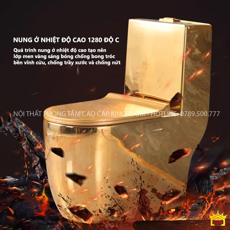 Bồn cầu dát vàng Dubai AM80 AM80 nung ở nhiệt độ cao cho chất lượng hoàn hảo