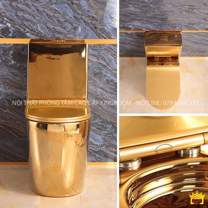 Bồn cầu dát vàng Dubai AM80 Bồn cầu AM80 dát vàng toàn bộ đầy ấn tượng