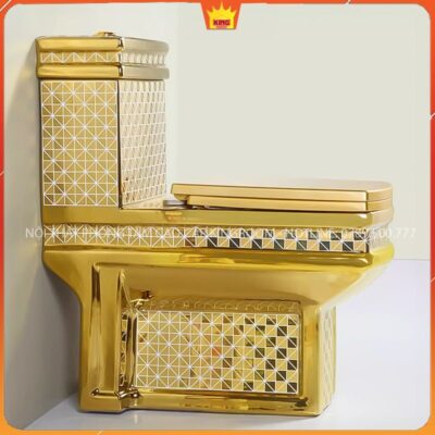 Bồn cầu mạ vàng hoa văn BS5