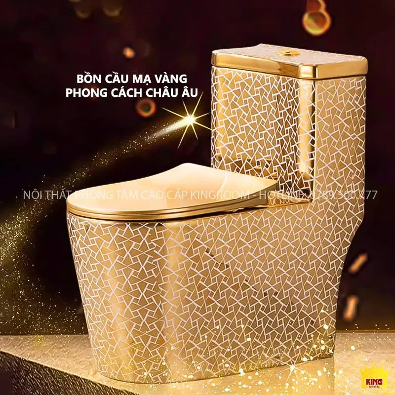 Bồn cầu mạ vàng hoa văn HA70