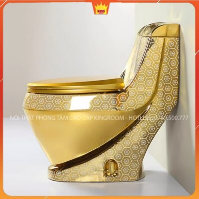 Bồn cầu mạ vàng hoa văn SV80