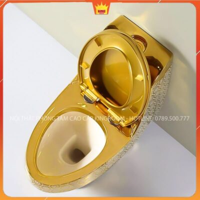 Bồn cầu mạ vàng hoa văn SV80