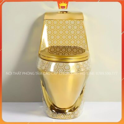 Bồn cầu mạ vàng hoa văn SV80