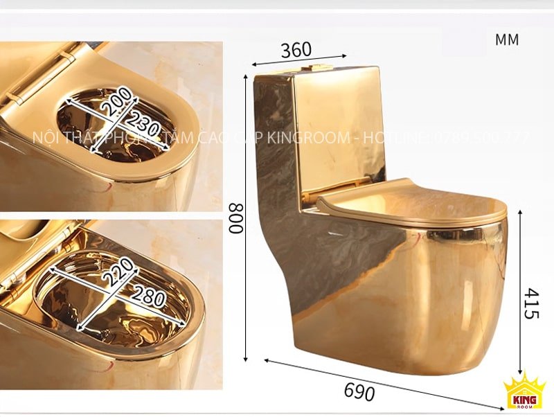Bồn cầu dát vàng Dubai AM80 Kích thước của bồn AM80