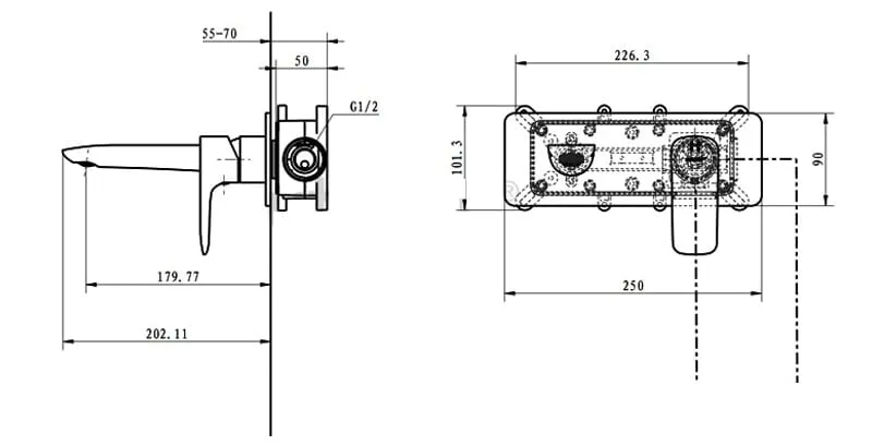 Kích thước của mẫu vòi rửa Aqua 20SA