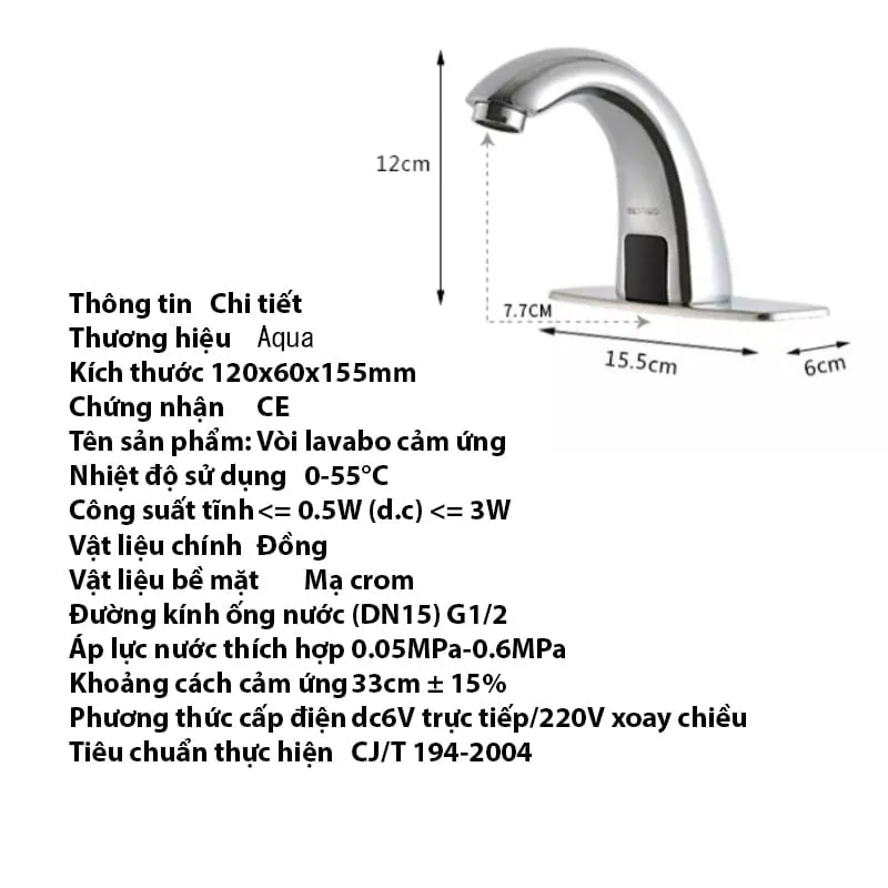 Kích thước của vòi lavabo AV10