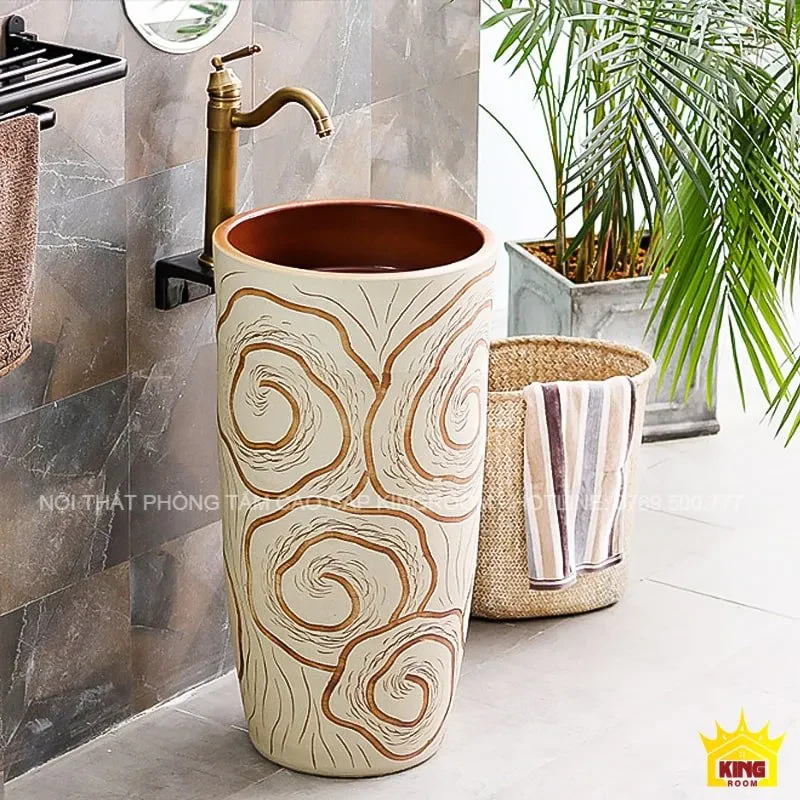 Lavabo liền khối nghệ thuật Aqua 501S họa tiết hoàn toàn khác biệt