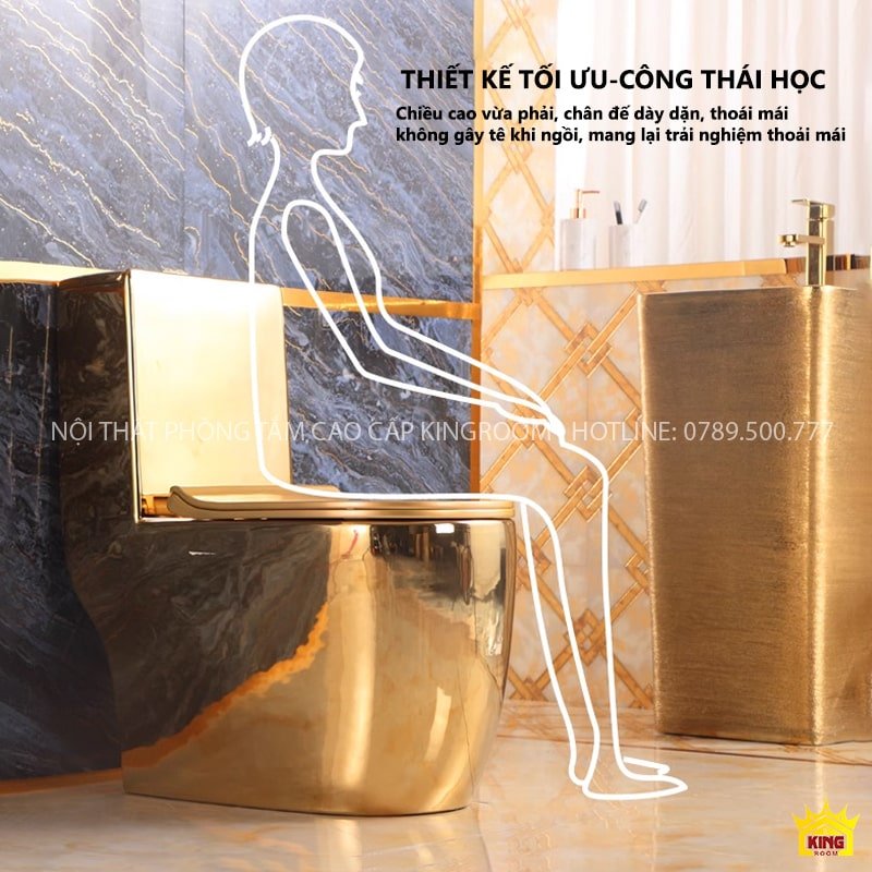 Bồn cầu dát vàng Dubai AM80 AM80 thiết kế công thái học mang đến cảm giác thoải mái