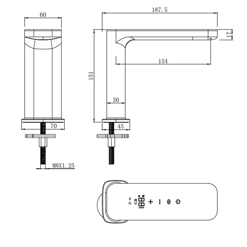 Thông số vòi lavabo cảm ứng aqua HG3