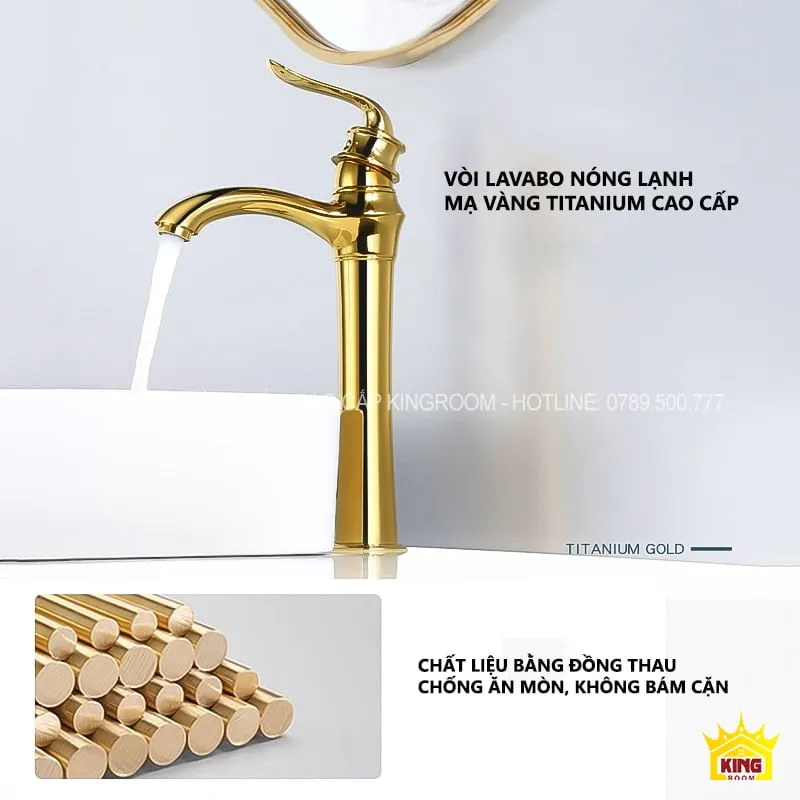 Vòi Lavabo mạ vàng Aqua QH50 làm từ đồng thau cao cấp