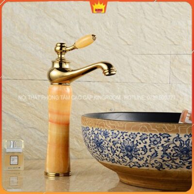 Vòi Lavabo mạ vàng bọc đá cẩm thạch Aqua AG60