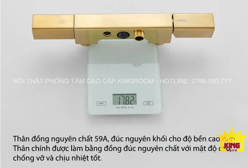 Thân vòi sen Aqua 60G với chất liệu đồng đúc nguyên chất.