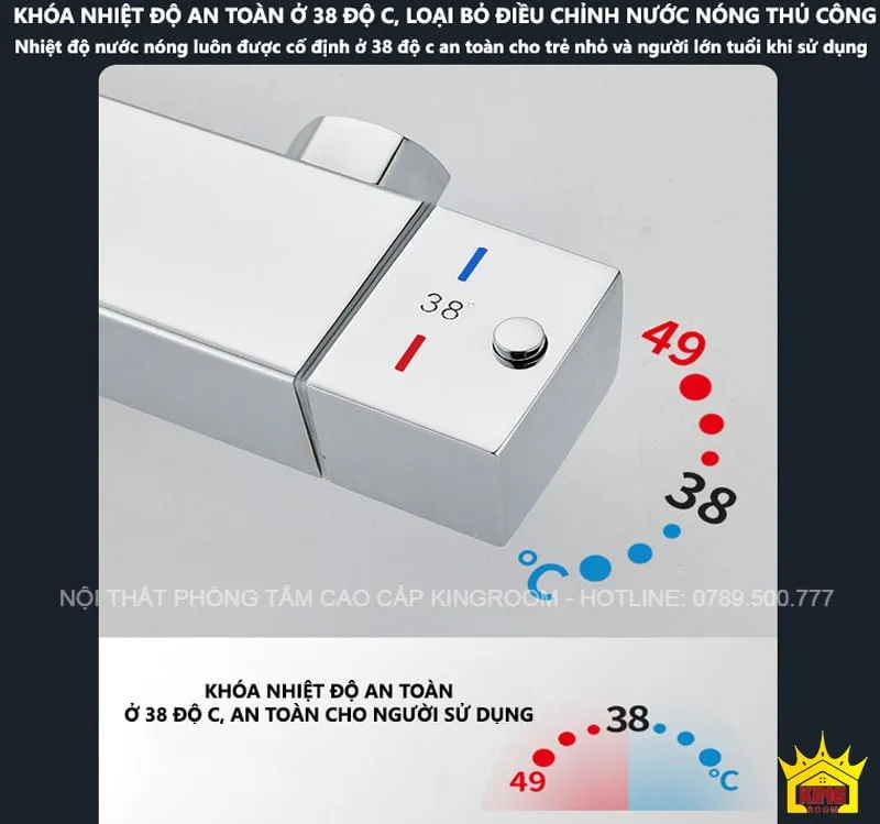 Van điều chỉnh nhiệt độ an toàn ở 38°C.