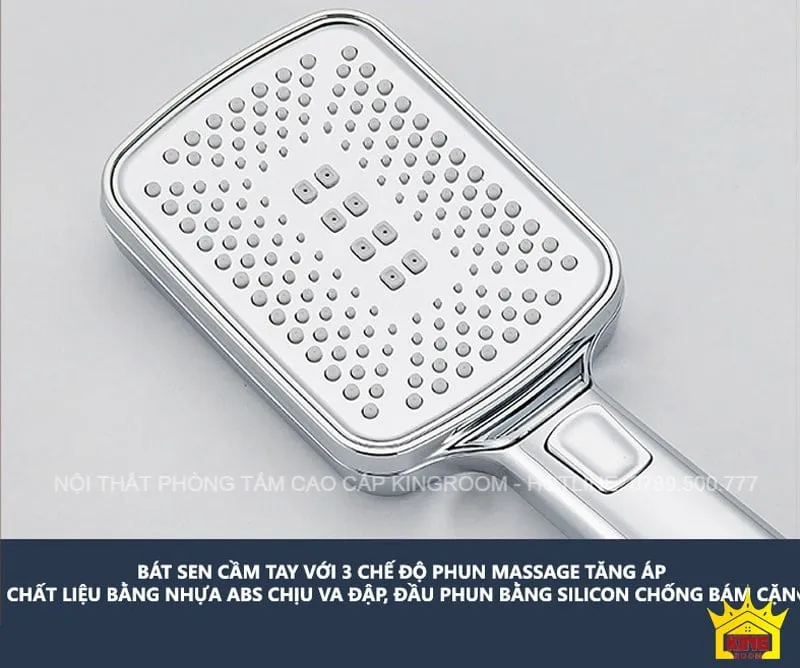 Vòi sen bằng nhựa ABS với đầu phun silicon.